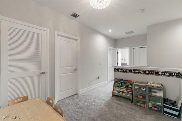 7619 Morgan Way, Naples, FL 34119 - recreation room featuring carpet flooring, baseboards, a chandelier, and recessed lighting