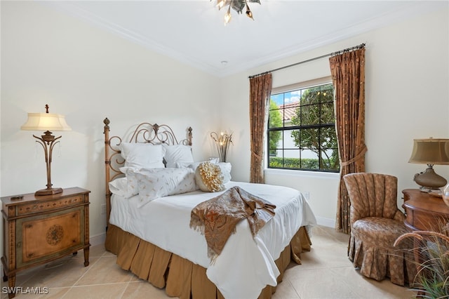 14500 Marsala Way, Naples, FL 34109 - bedroom with light tile patterned flooring, crown molding, and baseboards