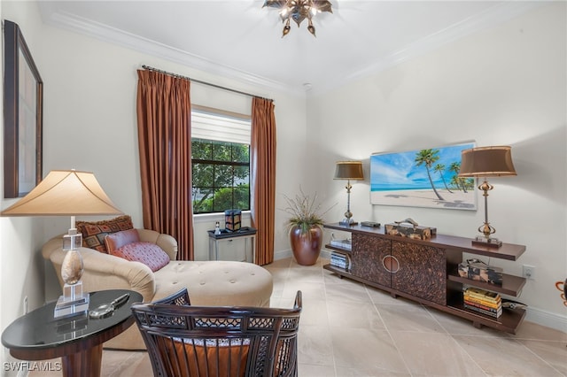 14500 Marsala Way, Naples, FL 34109 - living area featuring crown molding and baseboards