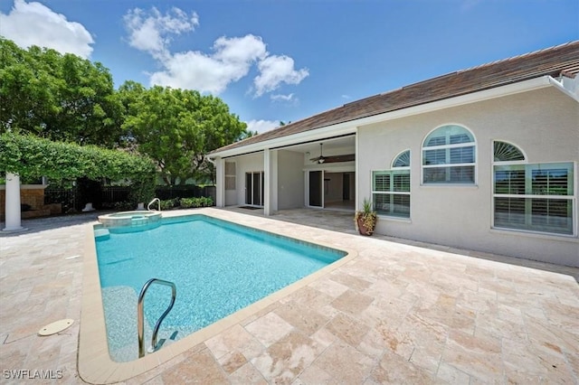2366 Alexander Palm Dr, Naples, FL 34105 - view of swimming pool featuring a patio, a pool with connected hot tub, and a ceiling fan