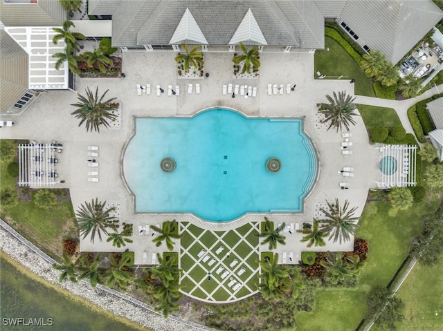 14037 Hawks Eye Ct, Estero, FL 33928 - drone / aerial view of a pool