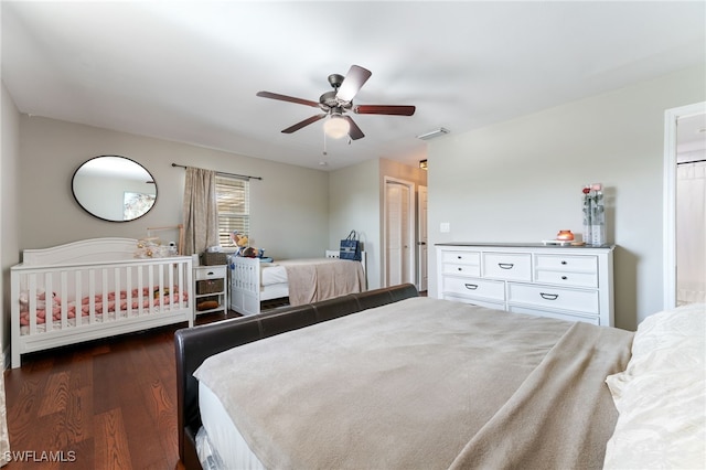 2313 Hines Ave, Alva, FL 33920 - bedroom featuring dark wood finished floors and a ceiling fan