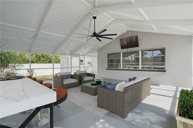 426 Chestnut Ave NW, Port Charlotte, FL 33952 - view of patio / terrace with an outdoor living space and a ceiling fan