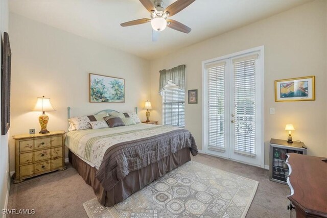 21726 Baccarat Ln Unit 201, Estero, FL 33928 - bedroom featuring carpet floors, access to outside, and ceiling fan