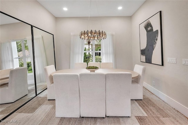 917 Tierra Lago Way, Naples, FL 34119 - dining room with a chandelier, baseboards, and recessed lighting