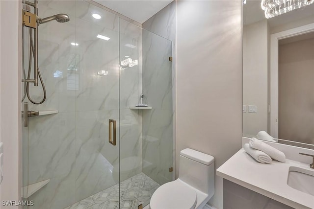 917 Tierra Lago Way, Naples, FL 34119 - full bath featuring toilet, a marble finish shower, and vanity
