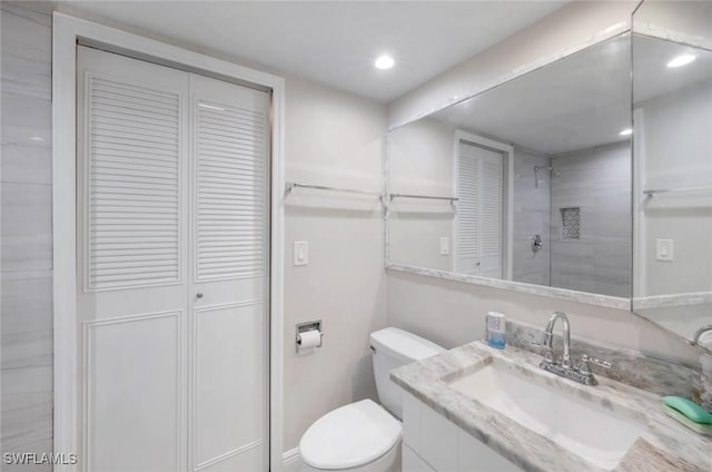 1501 Park Meadows Dr Unit 3, Fort Myers, FL 33907 - full bathroom with a closet, vanity, toilet, and recessed lighting