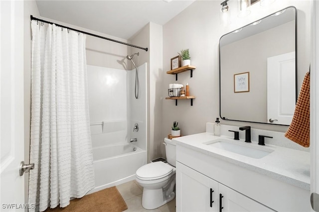 8833 Swell Brooks Ct, North Fort Myers, FL 33917 - bathroom featuring vanity, toilet, shower / bath combo, and tile patterned flooring