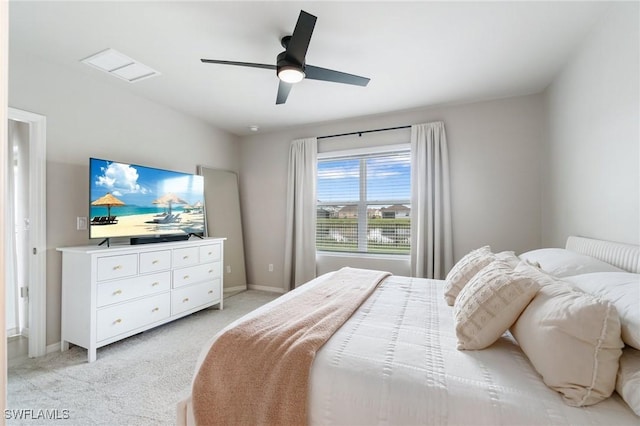 8833 Swell Brooks Ct, North Fort Myers, FL 33917 - bedroom featuring light carpet, ceiling fan, and baseboards