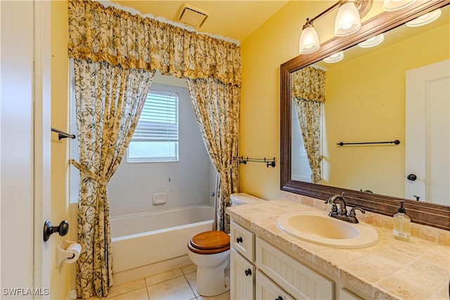 9091 Cypress Dr N, Fort Myers, FL 33967 - full bathroom with vanity, toilet, shower / bath combo, and tile patterned floors
