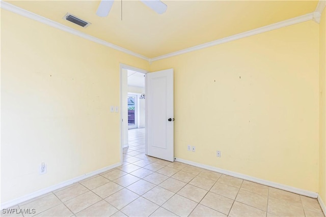 9091 Cypress Dr N, Fort Myers, FL 33967 - unfurnished room featuring ornamental molding, light tile patterned floors, a ceiling fan, and baseboards