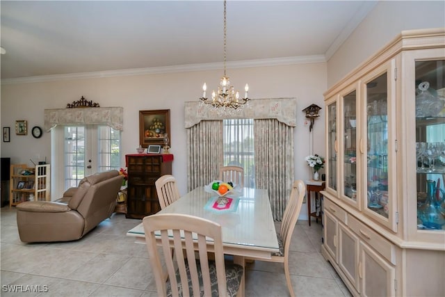 1115 Comet Ave, Labelle, FL 33935 - dining space with light tile patterned floors, a chandelier, and crown molding