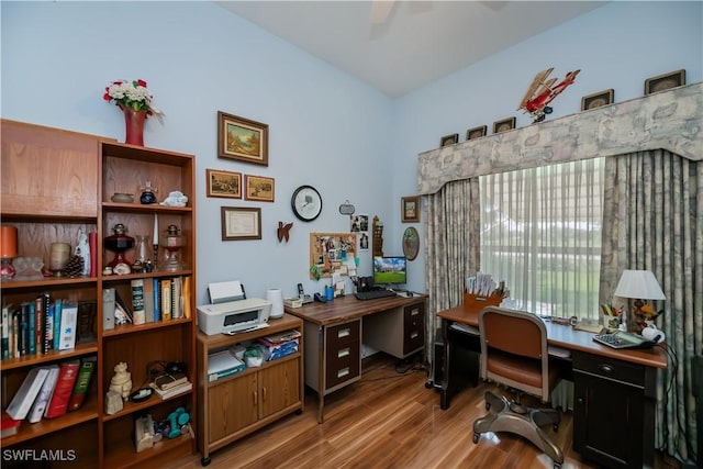 1115 Comet Ave, Labelle, FL 33935 - office area with a ceiling fan and wood finished floors