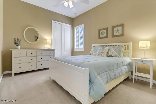 3032 Lake Manatee Ct, Cape Coral, FL 33909 - bedroom featuring light carpet, baseboards, and a closet