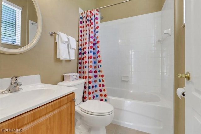 3032 Lake Manatee Ct, Cape Coral, FL 33909 - full bath with vanity, toilet, shower / bath combination with curtain, and tile patterned floors
