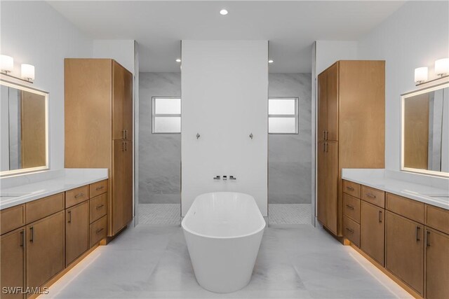 2854 Coach House Way, Naples, FL 34105 - full bathroom featuring healthy amount of natural light, a walk in shower, and a soaking tub