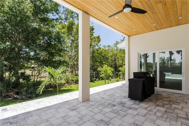 2854 Coach House Way, Naples, FL 34105 - view of patio featuring ceiling fan and grilling area