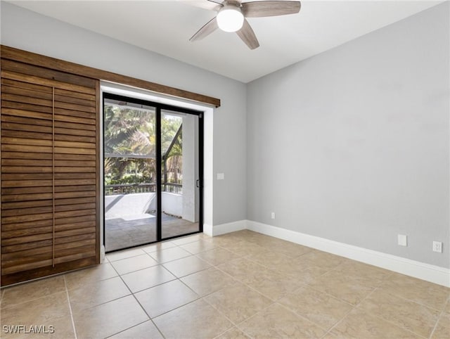 18251 Parkridge Ct, Fort Myers, FL 33908 - unfurnished room featuring ceiling fan, baseboards, and light tile patterned floors