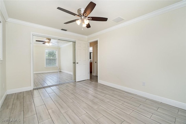 1400 Billie St, Fort Myers, FL 33916 - unfurnished room featuring crown molding, ceiling fan, baseboards, and light wood finished floors