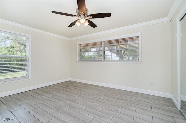1400 Billie St, Fort Myers, FL 33916 - unfurnished room featuring crown molding, baseboards, and a ceiling fan
