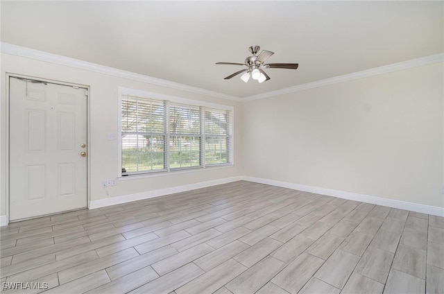 1400 Billie St, Fort Myers, FL 33916 - spare room with ceiling fan, crown molding, baseboards, and light wood-type flooring