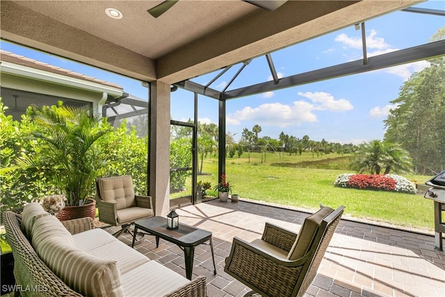 28648 Lobos Cir, Bonita Springs, FL 34135 - view of patio / terrace with an outdoor living space and a lanai