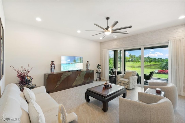 28648 Lobos Cir, Bonita Springs, FL 34135 - living area featuring ceiling fan and recessed lighting