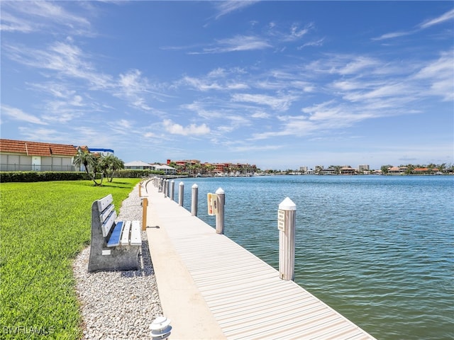 750 W Elkcam Cir Unit 312, Marco Island, FL 34145 - dock area featuring a yard and a water view