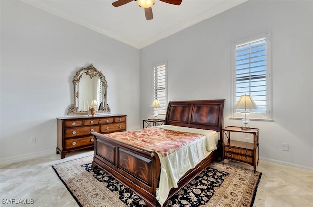 14300 Riva Del Lago Dr Unit 2103, Fort Myers, FL 33907 - bedroom featuring crown molding, baseboards, and ceiling fan