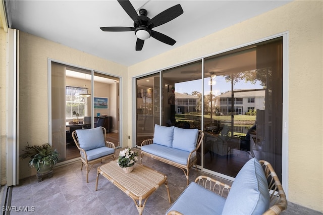 784 Carrick Bend Cir Unit 103, Naples, FL 34110 - sunroom with ceiling fan and healthy amount of natural light