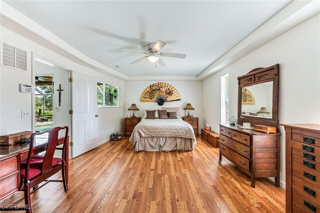 4665 47th Ave NE, Naples, FL 34120 - bedroom featuring light wood finished floors, ceiling fan, and baseboards