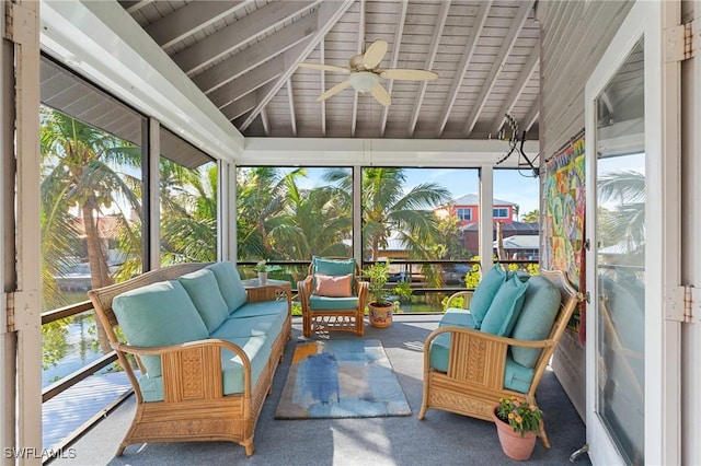 3627 Clipper Ln, Saint James City, FL 33956 - sunroom / solarium featuring an outdoor hangout area and a ceiling fan