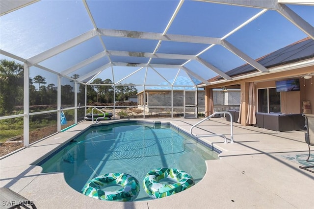 718 Willard Ave, Lehigh Acres, FL 33972 - outdoor pool with a patio and glass enclosure