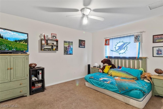 718 Willard Ave, Lehigh Acres, FL 33972 - bedroom featuring carpet flooring, a ceiling fan, and baseboards