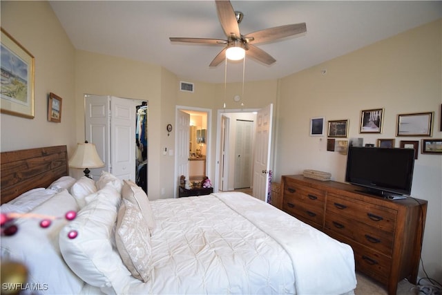 6481 Aragon Way Unit 205, Fort Myers, FL 33966 - bedroom with a walk in closet, a closet, and ceiling fan