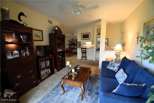 6481 Aragon Way Unit 205, Fort Myers, FL 33966 - living area with carpet and ceiling fan