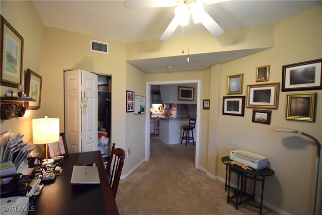 6481 Aragon Way Unit 205, Fort Myers, FL 33966 - office area featuring carpet, ceiling fan, and baseboards