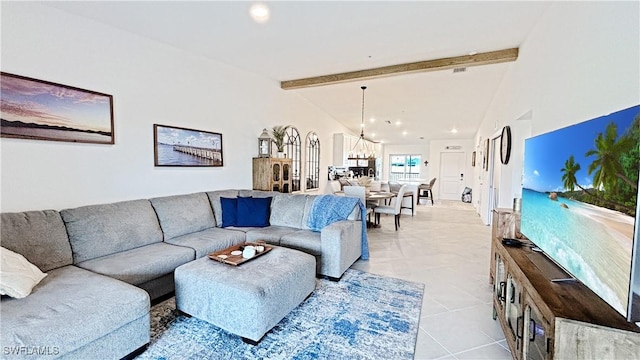 14257 Heritage Landing Blvd Unit 1122, Punta Gorda, FL 33995 - living area with a chandelier, light tile patterned floors, and recessed lighting
