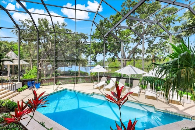 4111 Harbor Oaks Ct, Bonita Springs, FL 34134 - view of pool with a patio area and glass enclosure
