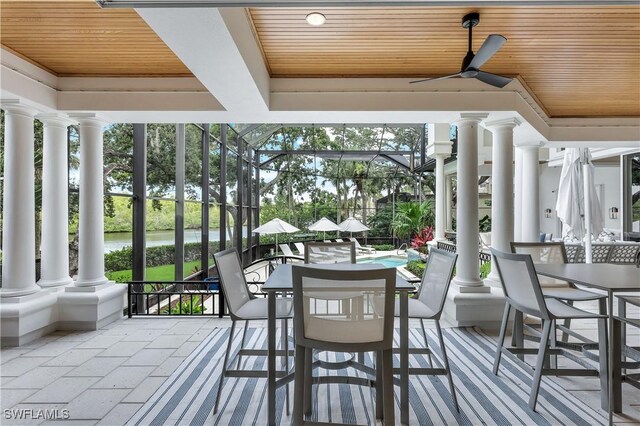 4111 Harbor Oaks Ct, Bonita Springs, FL 34134 - view of patio with ceiling fan and a lanai