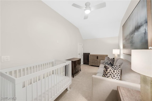 4111 Harbor Oaks Ct, Bonita Springs, FL 34134 - bedroom with lofted ceiling, carpet flooring, and a ceiling fan