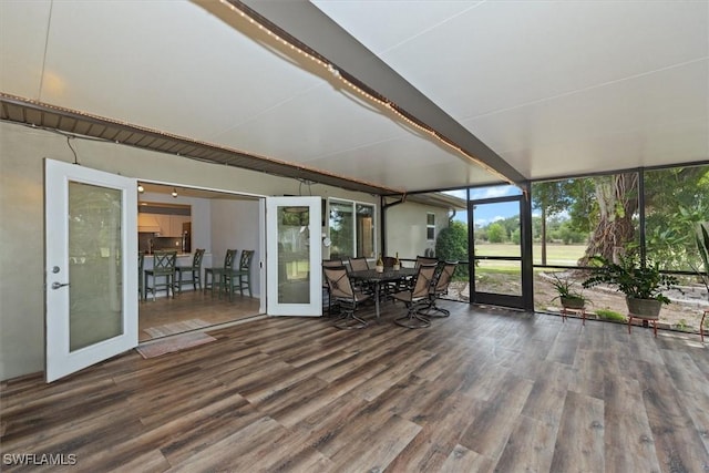 13951 Rod And Gun Club Rd, Fort Myers, FL 33913 - sunroom / solarium featuring floor to ceiling windows, wood finished floors, outdoor dining area, and french doors