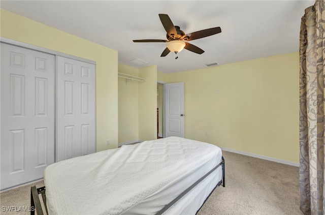 6405 Alan Blvd, Punta Gorda, FL 33982 - bedroom featuring light carpet, a closet, baseboards, and ceiling fan