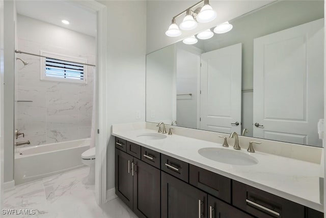 2488 Breakwater Way Unit 201, Naples, FL 34112 - full bathroom with double vanity, bathtub / shower combination, and marble finish flooring