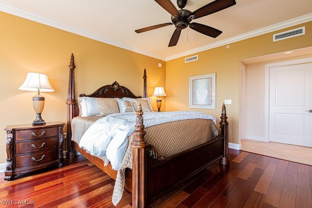 1050 Borghese Ln Unit 1101, Naples, FL 34114 - bedroom with wood finished floors, ornamental molding, baseboards, and ceiling fan