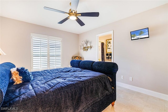 8241 Glenfinnan Cir, Fort Myers, FL 33912 - bedroom featuring baseboards, ceiling fan, and light tile patterned flooring