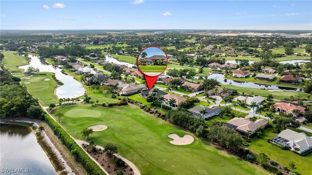 8241 Glenfinnan Cir, Fort Myers, FL 33912 - aerial view of property's location featuring nearby suburban area, a nearby body of water, and a local golf course