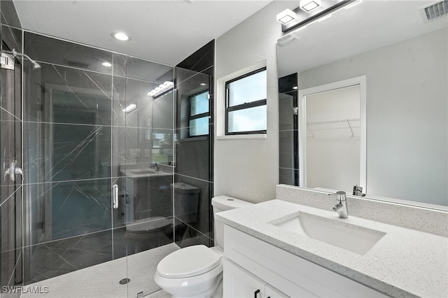 4011 7th St SW, Lehigh Acres, FL 33976 - full bath with vanity, a stall shower, and a spacious closet