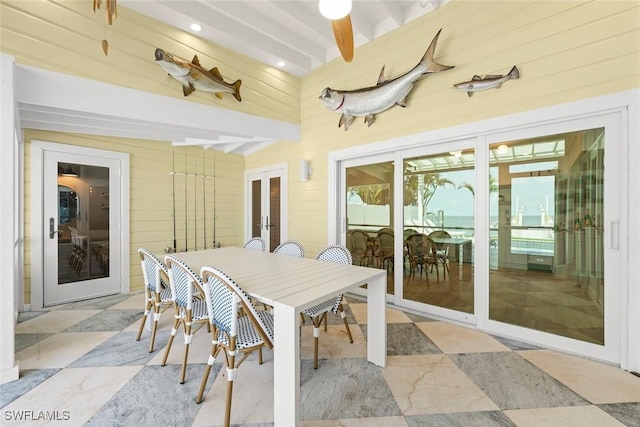 15009 Binder Dr, Captiva, FL 33924 - sunroom with french doors and beamed ceiling