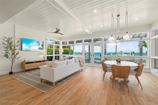 15009 Binder Dr, Captiva, FL 33924 - sunroom with french doors and beamed ceiling